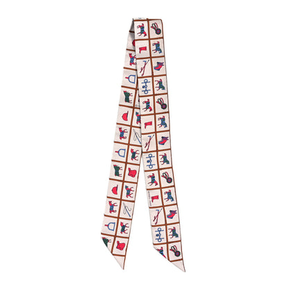 Hermes Silk Couvertures Et Tenues Twilly Creme Brun Rose 2 of 4