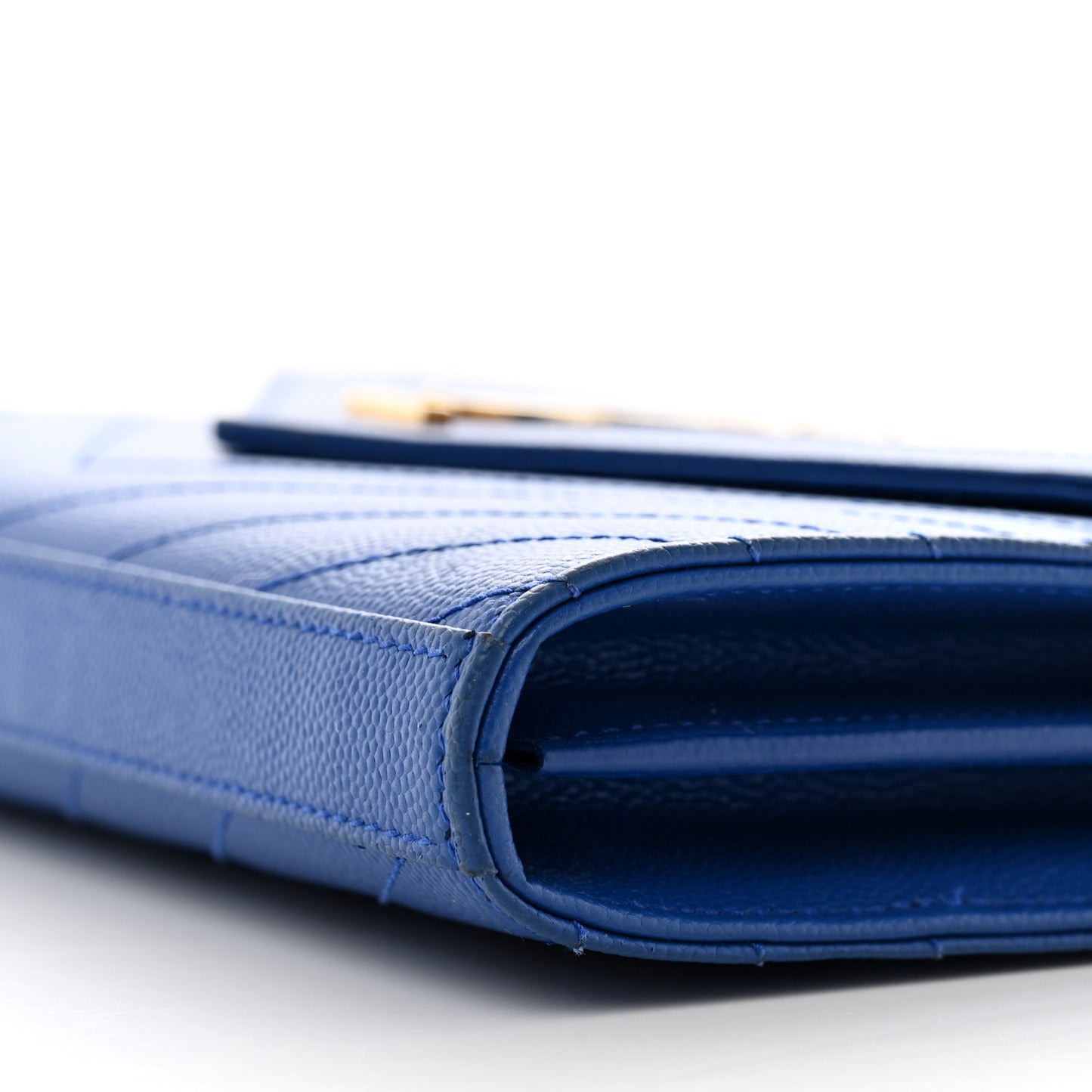 Grain De Poudre Matelasse Chevron Monogram Chain Wallet Blue Majorelle