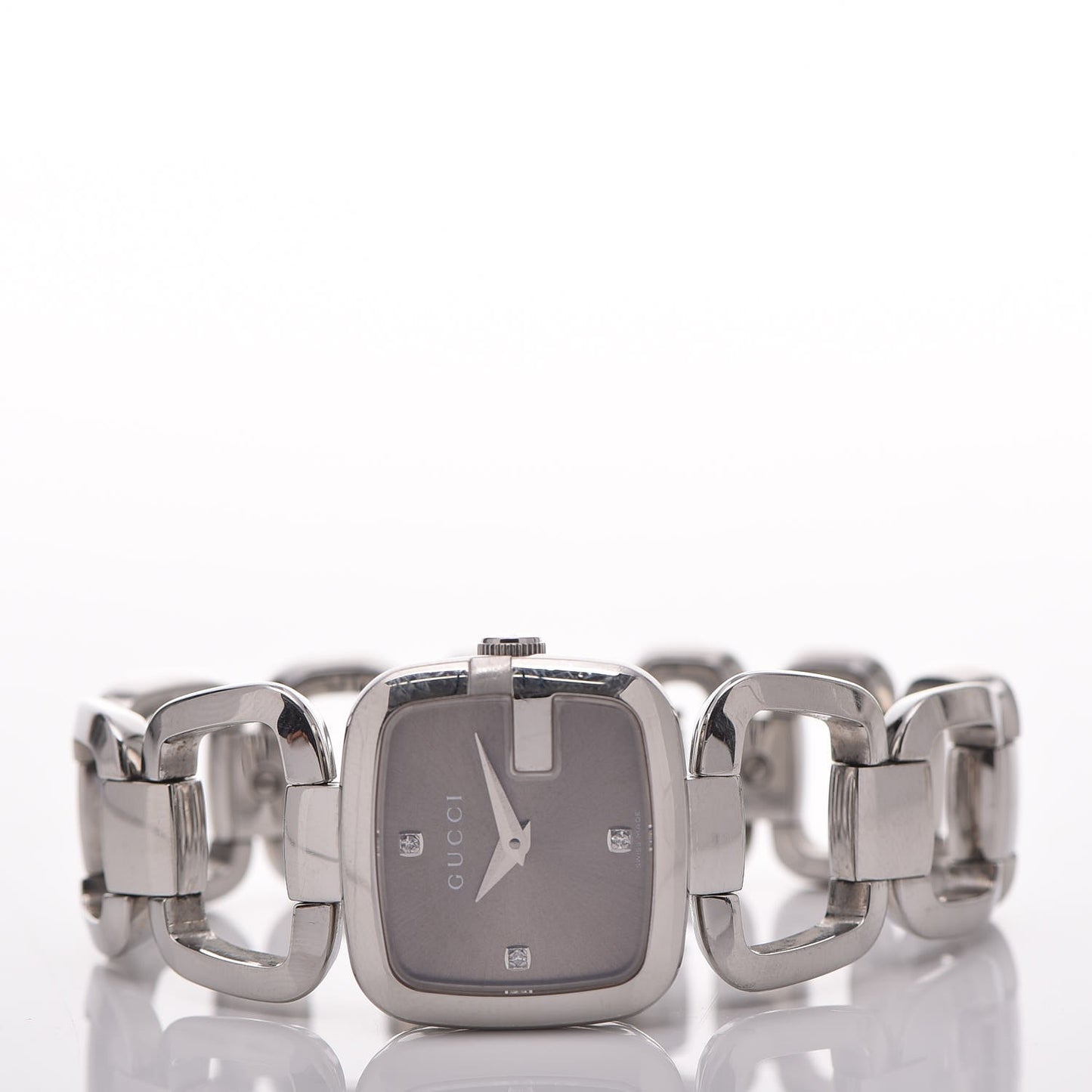 Stainless Steel Diamond 24mm G-Gucci Square Quartz Watch Brown