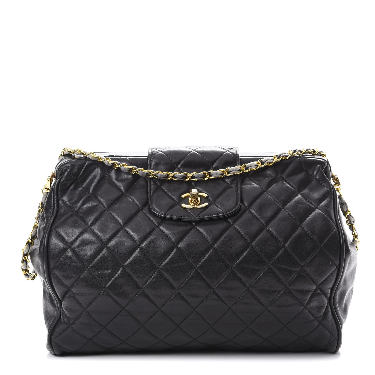 Lambskin Quilted Shoulder Bag Black
