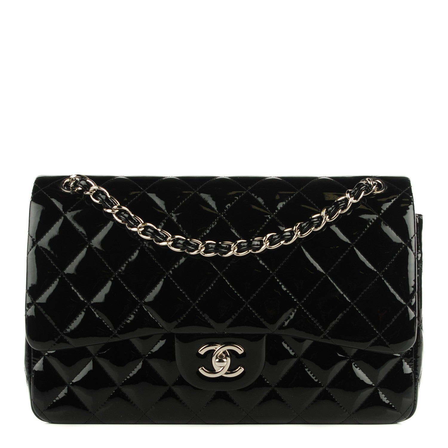 Chanel Patent Quilted Jumbo Double Flap Black 1 of 8