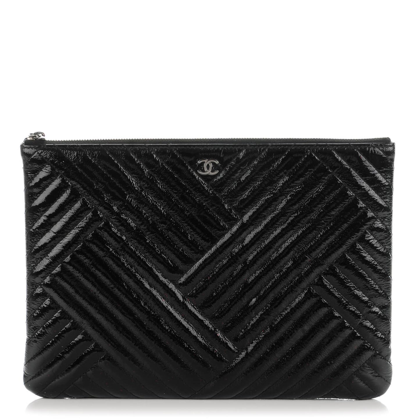 Distressed Patent Medium CC Crossing Cosmetic Case Black