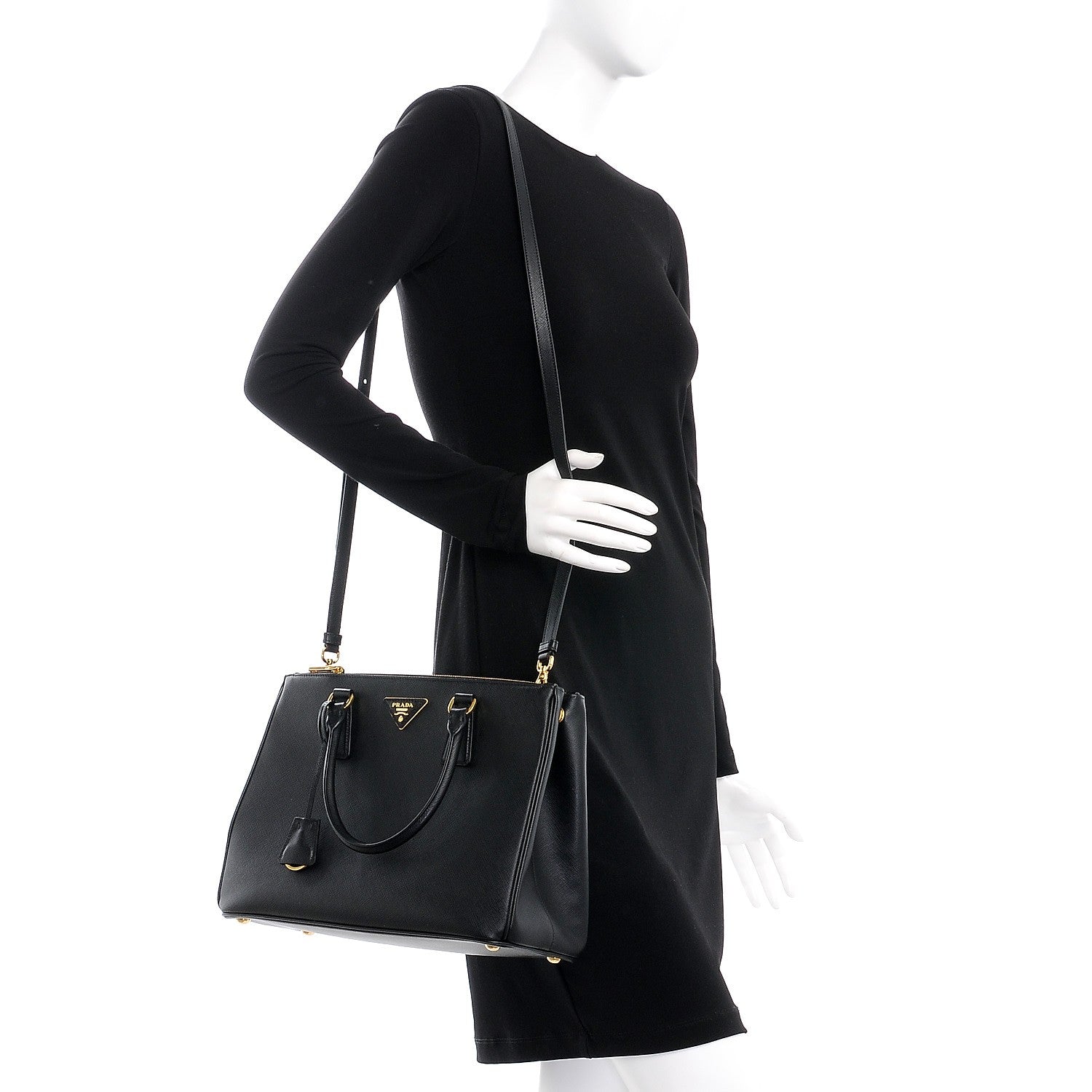 Prada Saffiano Medium Galleria Double Zip Tote Black 2 of 8