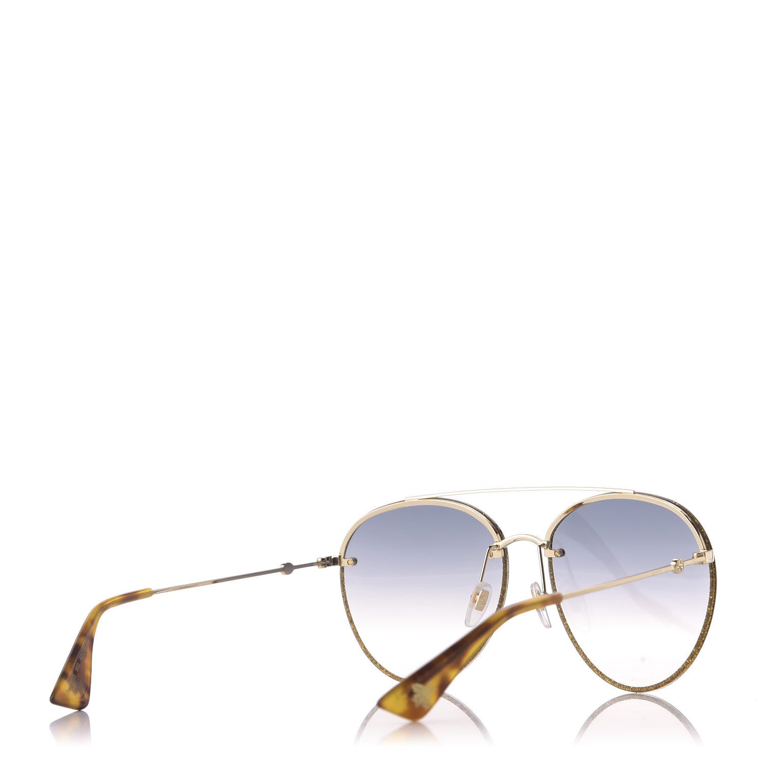 Gucci Glitter Aviator Sunglasses GG0351S Gold 4 of 9