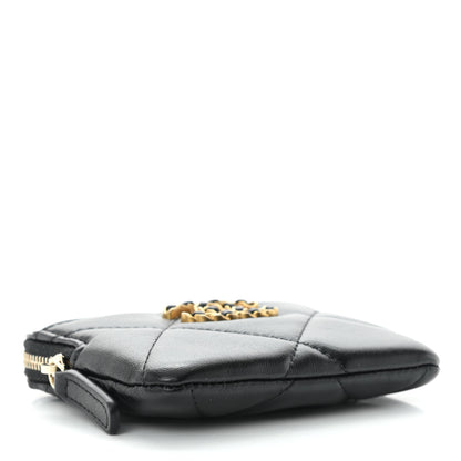 Chanel Lambskin Quilted Chanel 19 Zip Card Holder Wallet Black 5 of 11