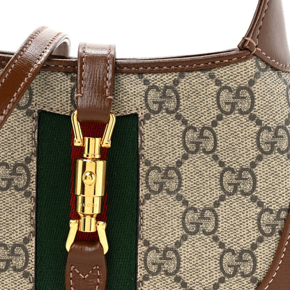 Gucci GG Supreme Monogram Azalea Calfskin Web Mini Jackie 1961 Hobo Beige Ebony Brown Sugar 8 of 11