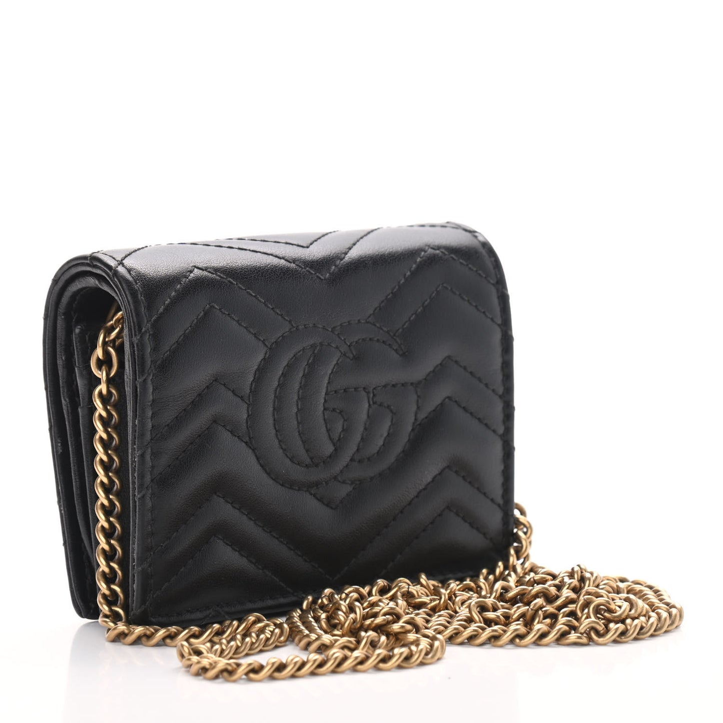 Calfskin Matelasse GG Marmont Mini Wallet On Chain Black