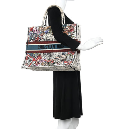 Christian Dior Canvas Embroidered Large Zodiac Book Tote Latte Multicolor 2 of 15