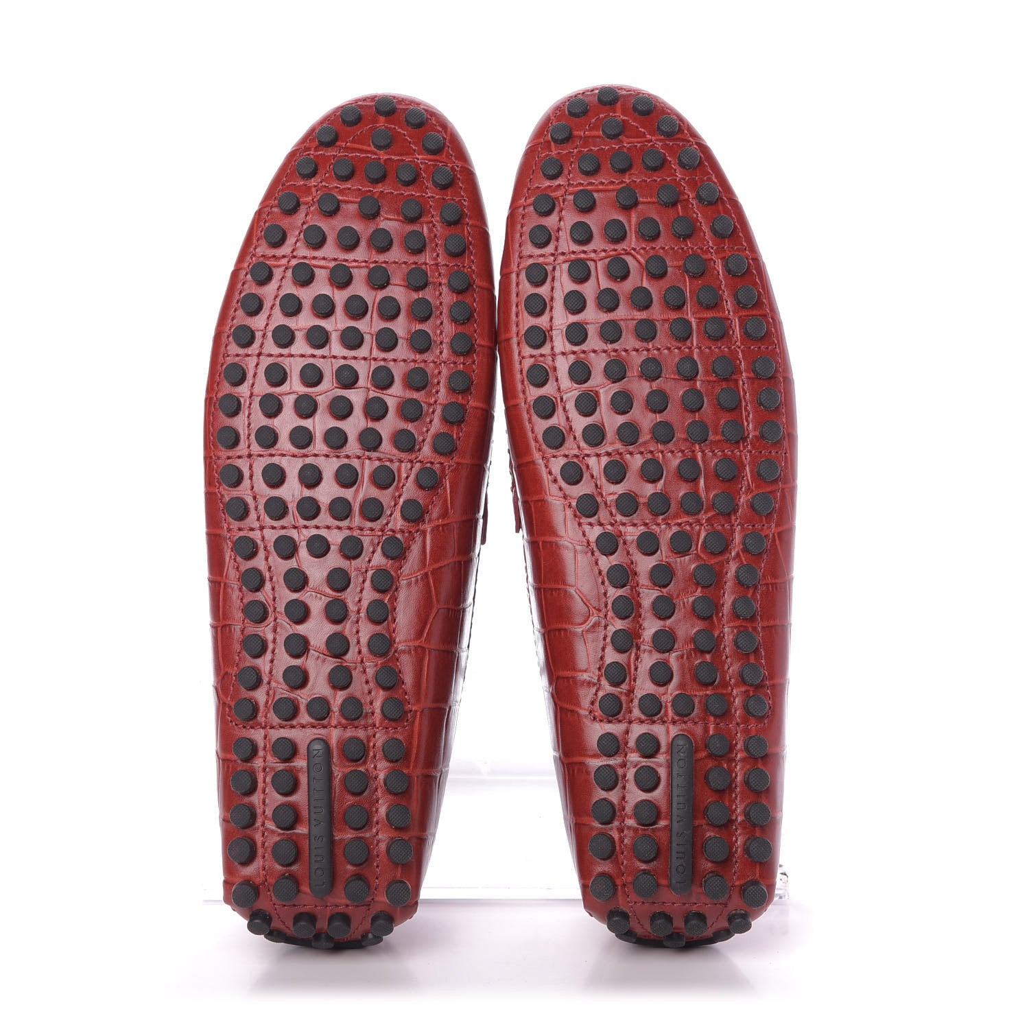 Louis Vuitton Alligator Hockenheim Moccasin Loafers 11 Red 6 of 9