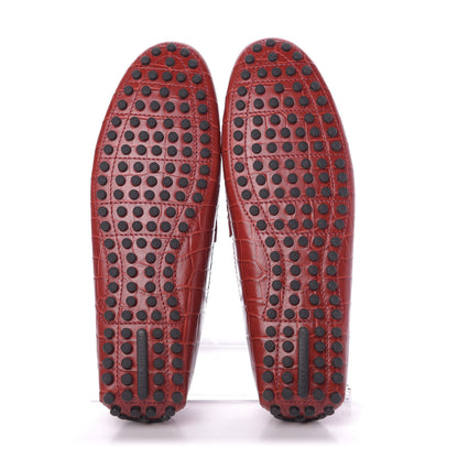 Louis Vuitton Alligator Hockenheim Moccasin Loafers 11 Red 6 of 9
