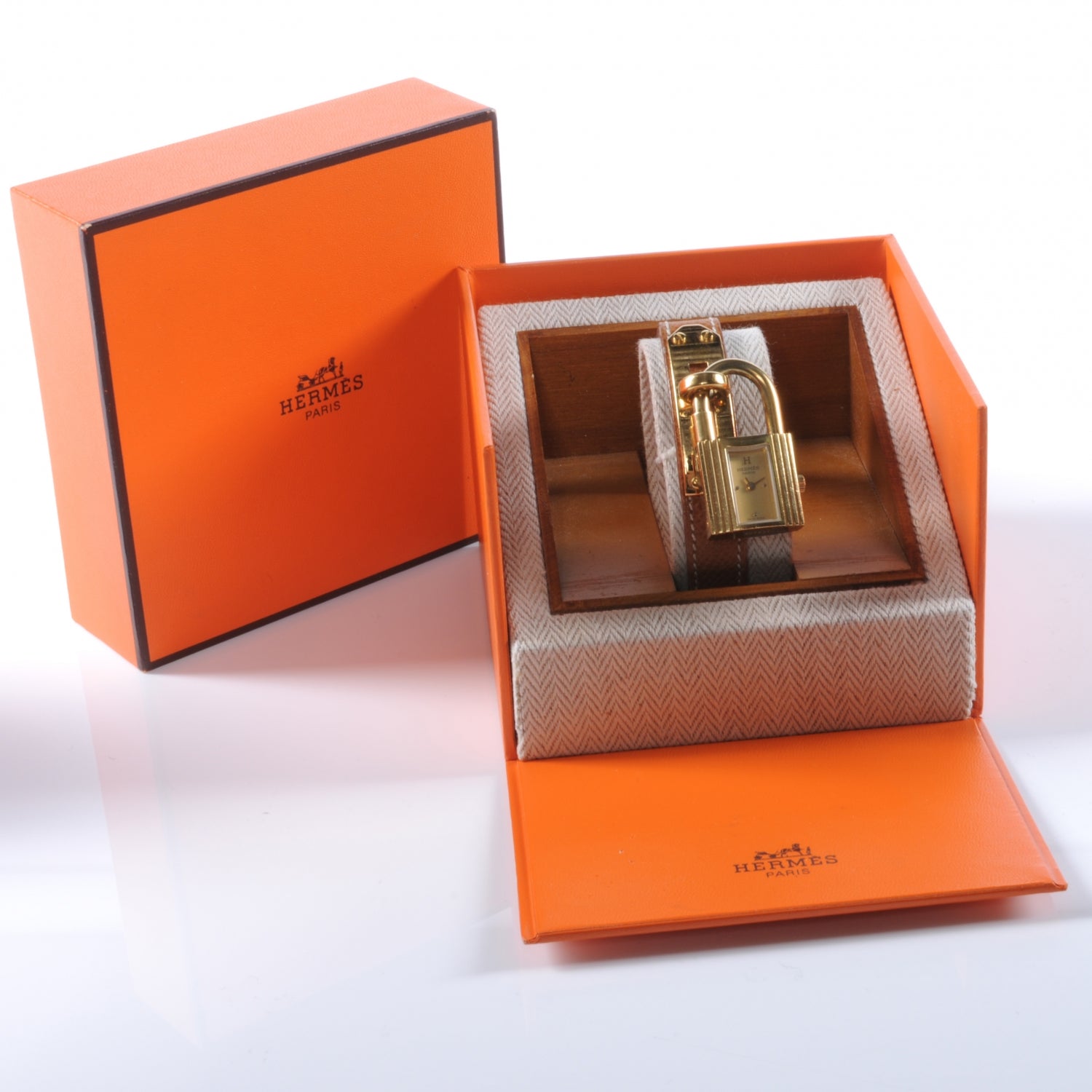 Hermes Stainless Steel Courchevel 20mm Kelly Cadena Quartz Watch Gold 3 of 9
