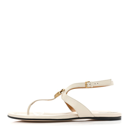Gucci Calfskin Double G Thong Flat Sandals 40 White 1 of 10