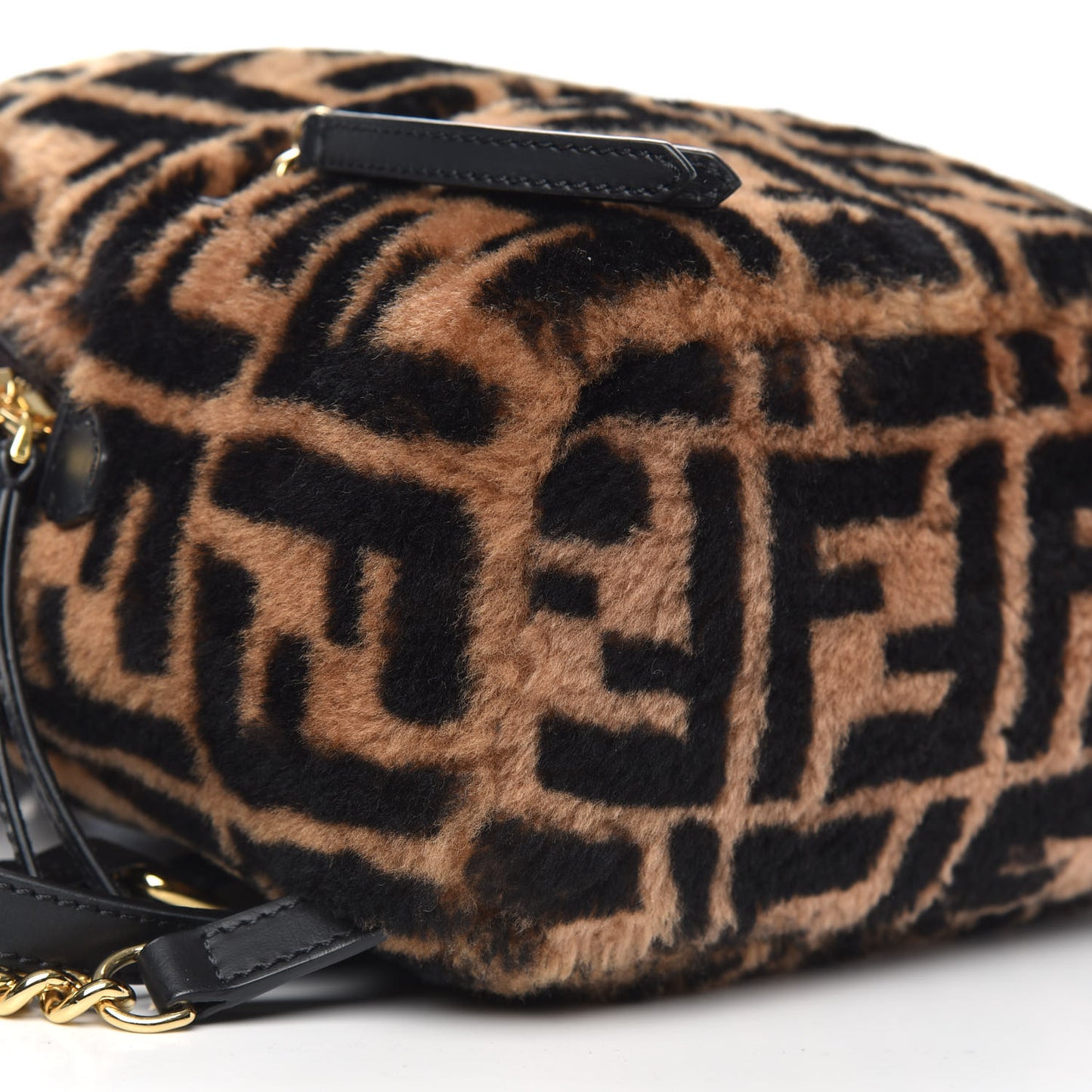 Shearling Macro FF 1974 Mini Backpack Tobacco Black