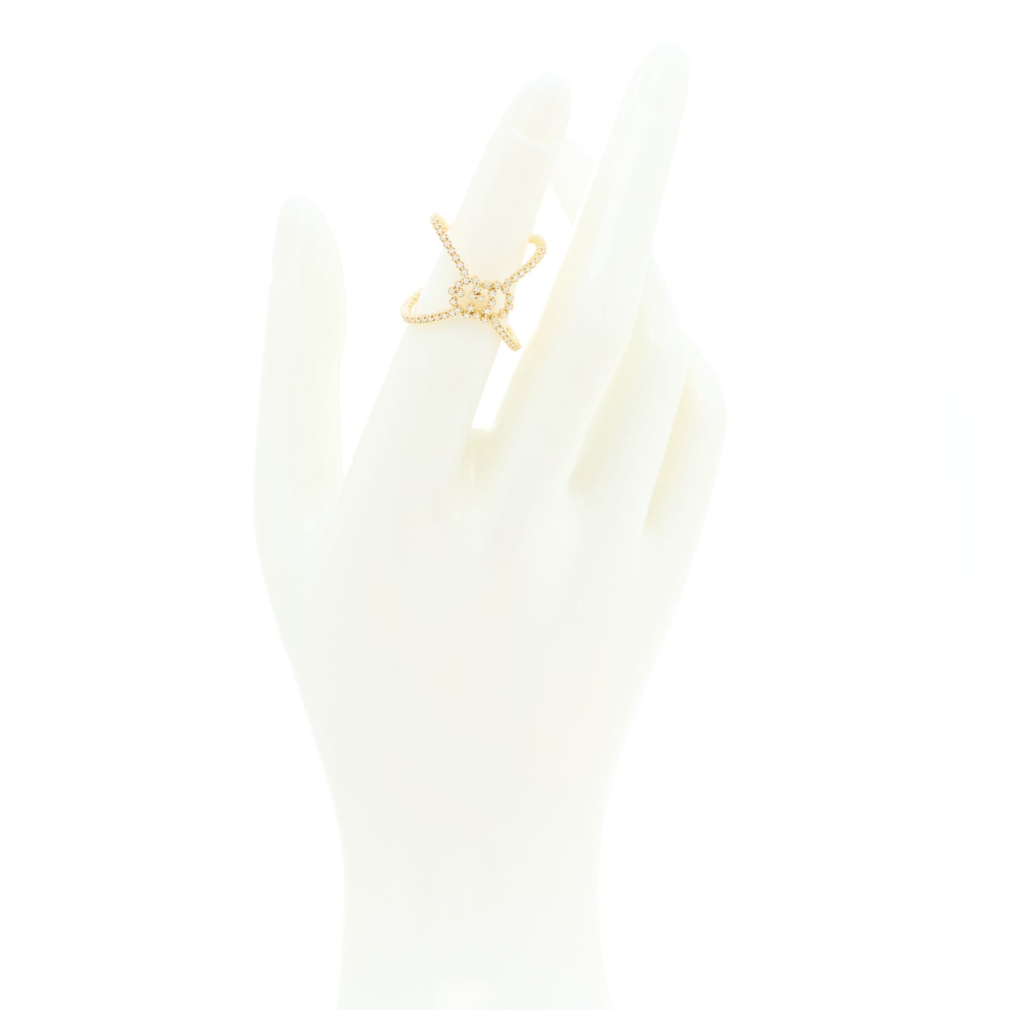 18K Yellow Gold Diamond GG Running X Ring 49 5