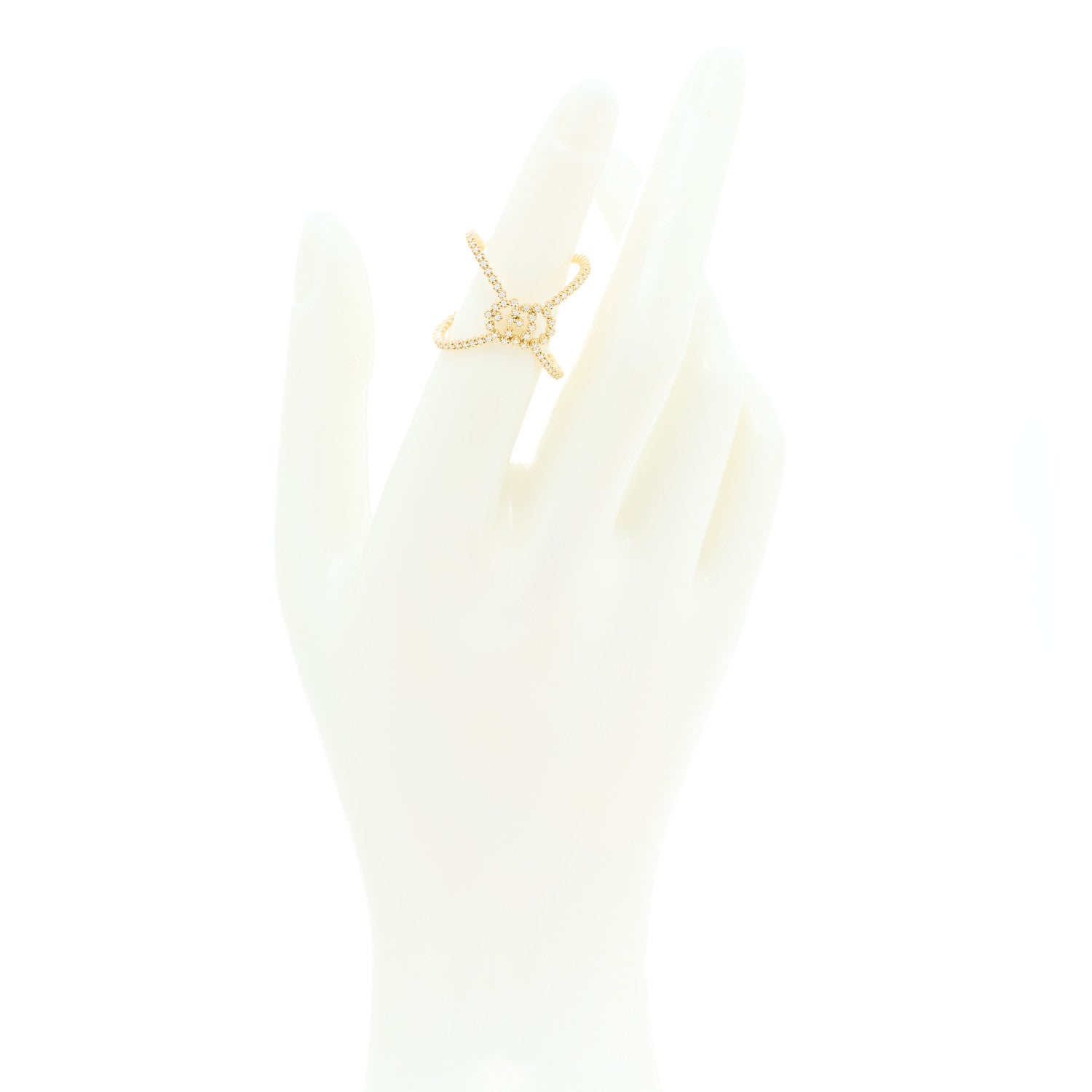 Gucci 18K Yellow Gold Diamond GG Running X Ring 49 5 2 of 5