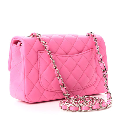 Chanel Lambskin Quilted Mini Rectangular Flap Neon Pink 3 of 11
