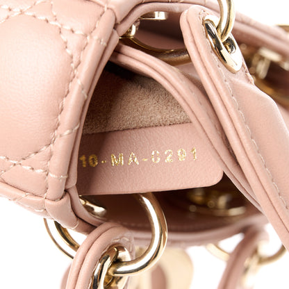 Christian Dior Lambskin Cannage Micro Lady Dior Rose Des Vents 7 of 11