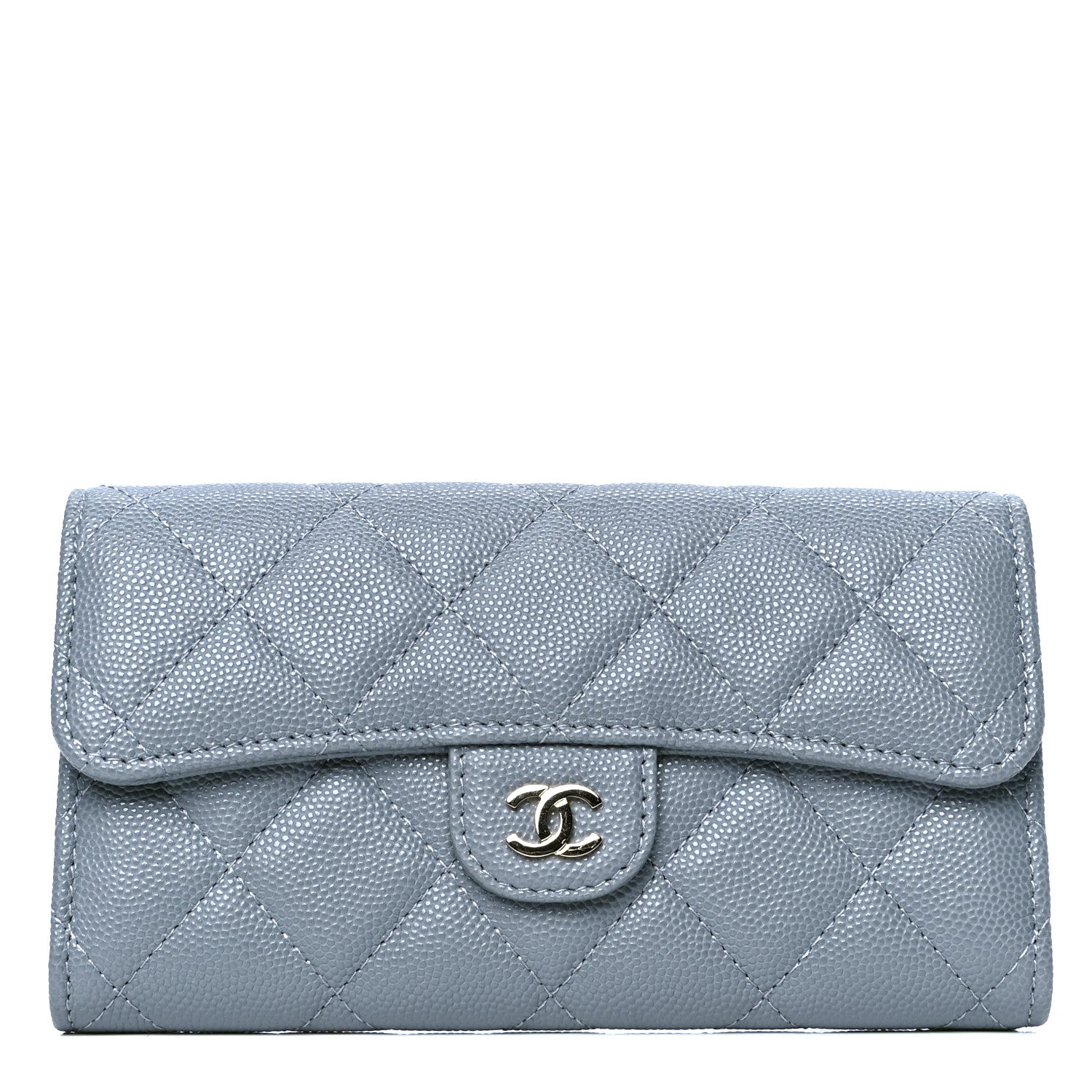 Chanel Caviar Quilted Large Flap Gusset Wallet Grey 1 of 4