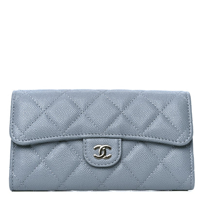 Chanel Caviar Quilted Large Flap Gusset Wallet Grey 1 of 4
