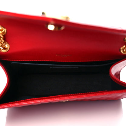 Saint Laurent Grain De Poudre Textured Mixed Matelasse Triquilt Medium Monogram Satchel New Red 5 of 9