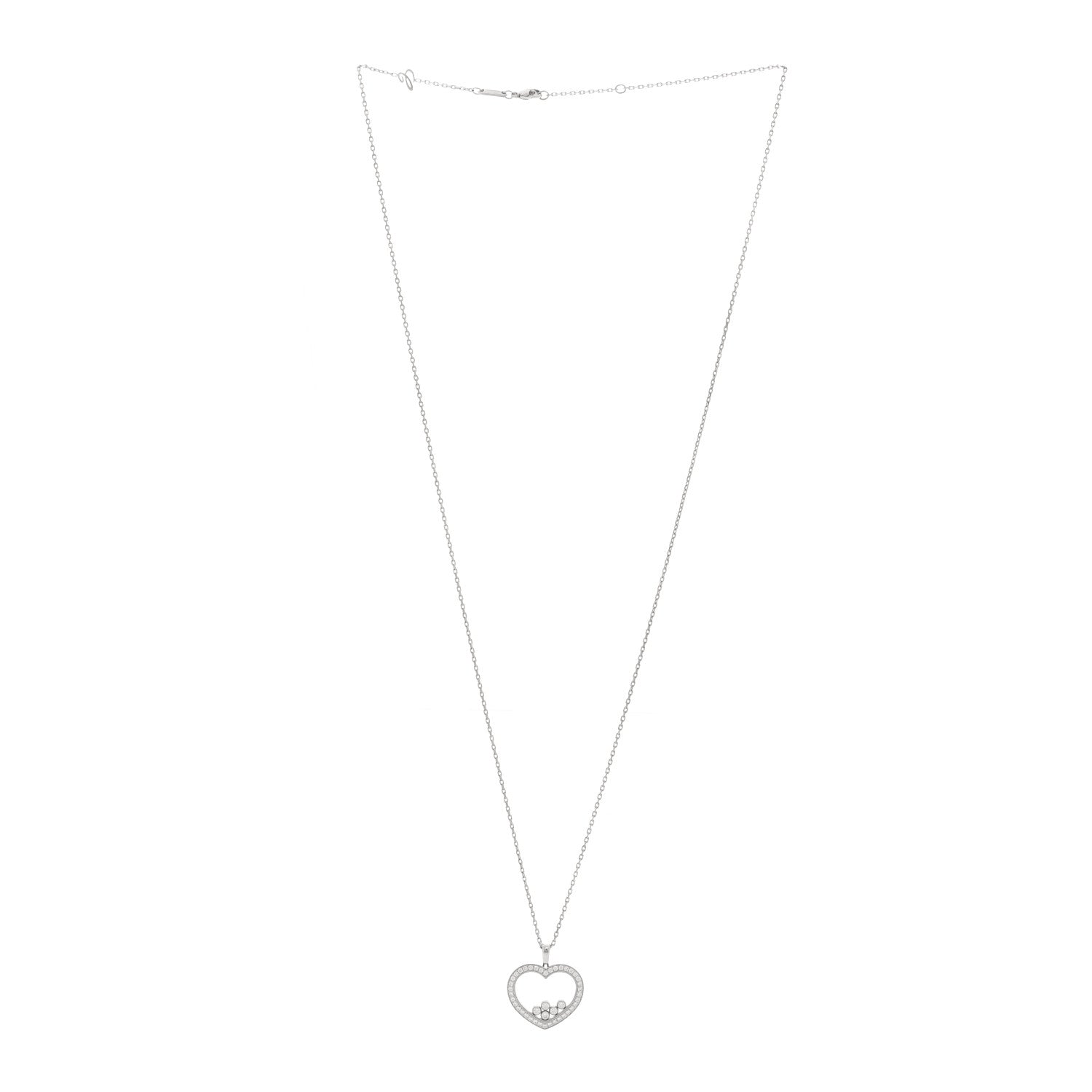 Chopard 18K White Gold Happy Diamonds Icons Paved Heart Pendant Necklace 3 of 5