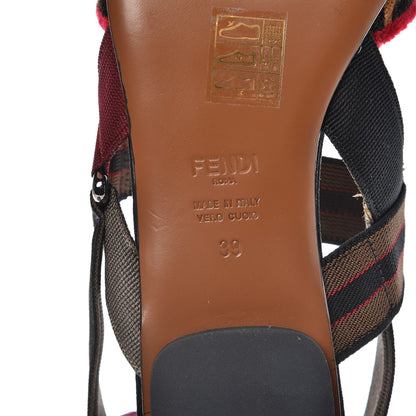 Fendi Velvet FF Colibri Slingback Ballerina Flats 39 Tobacco Black Red 6 of 8
