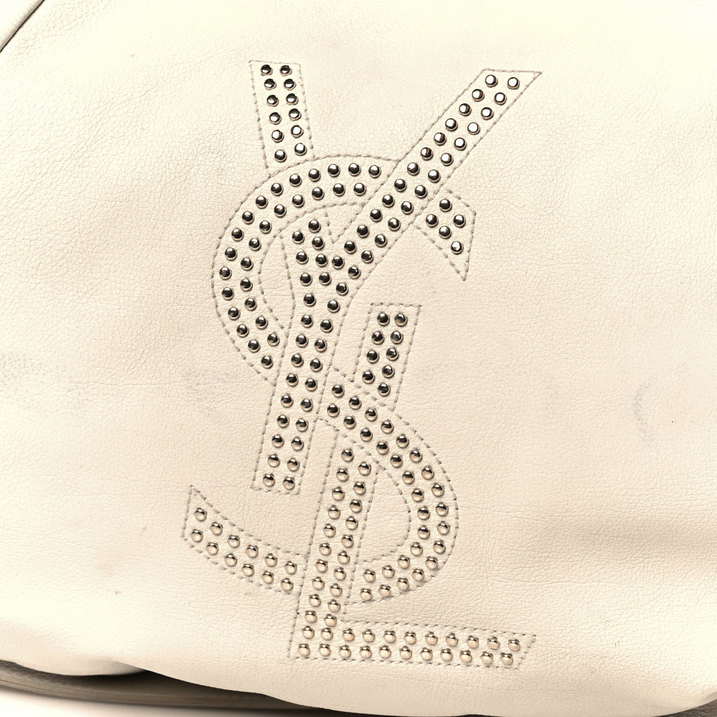 Calfskin Horn Studded Logo Mombasa Hobo White