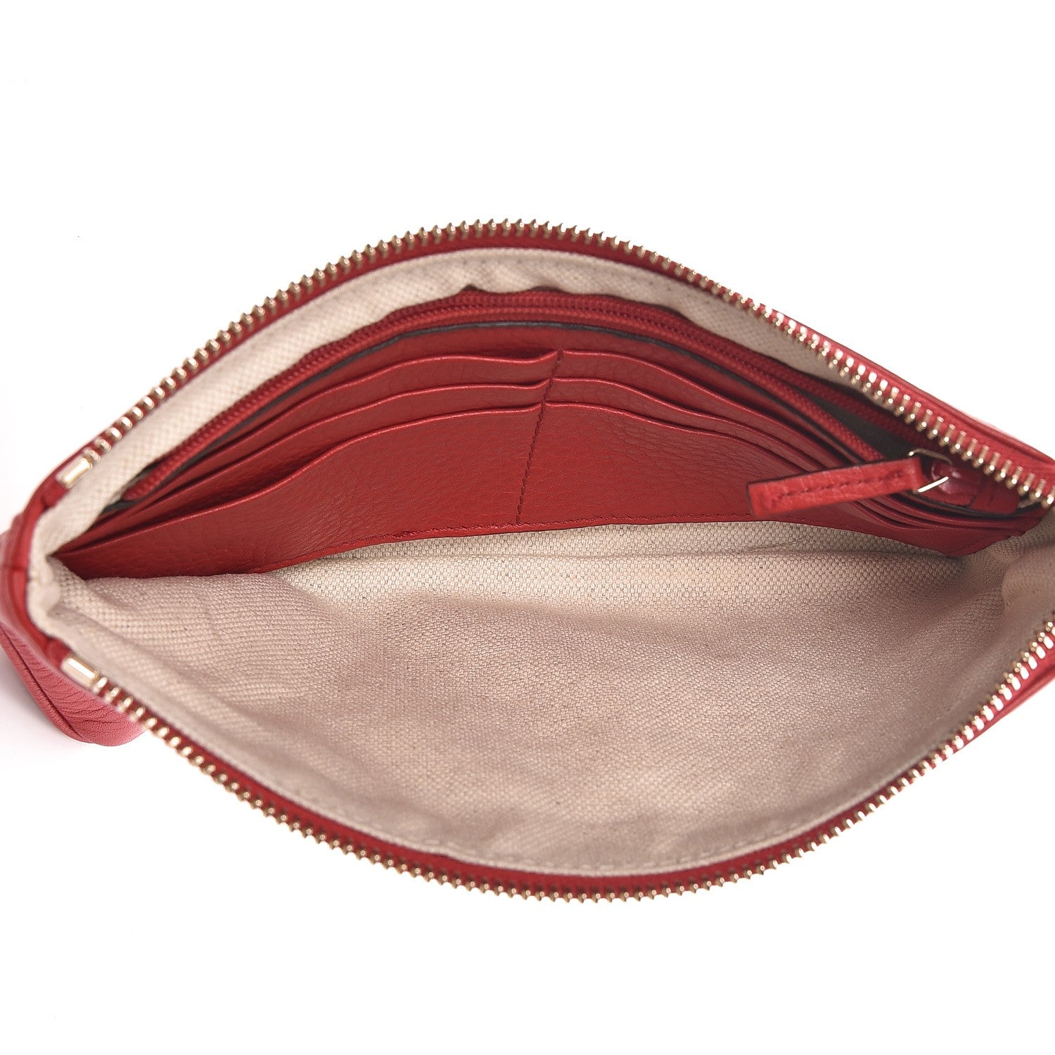 Gucci Pebbled Calfskin Soho Wristlet Vibrant Red 5 of 8