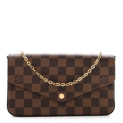 Louis Vuitton Damier Ebene Pochette Felicie Chain Wallet 1 of 10