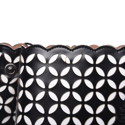 Alaia Calfskin Laser Cut Petale Mina 32 Bag Black White 14 of 14