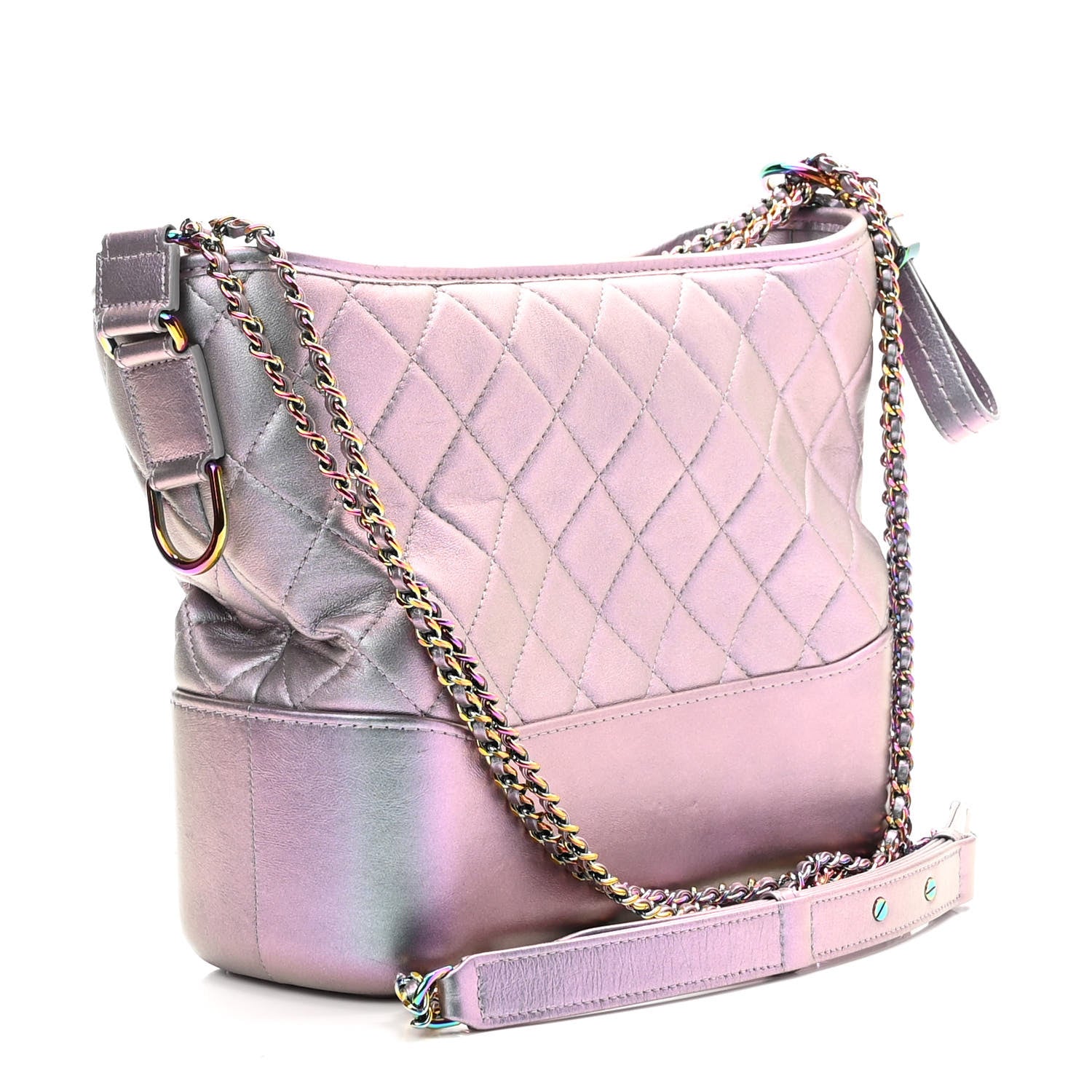 Chanel Iridescent Lambskin Calfskin Quilted Medium Gabrielle Hobo Light Purple 3 of 10