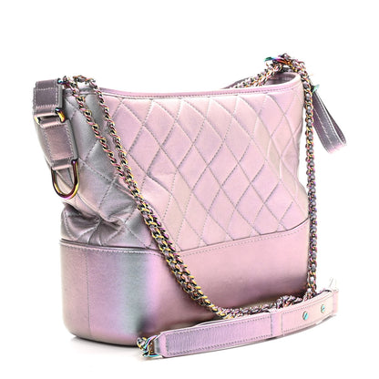 Chanel Iridescent Lambskin Calfskin Quilted Medium Gabrielle Hobo Light Purple 3 of 10
