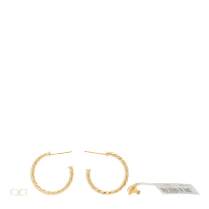 David Yurman 18K Yellow Gold Mini Cablespira Hoop Earrings 3 of 5