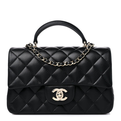 Chanel Lambskin Quilted Mini Top Handle Rectangular Flap Black 1 of 10