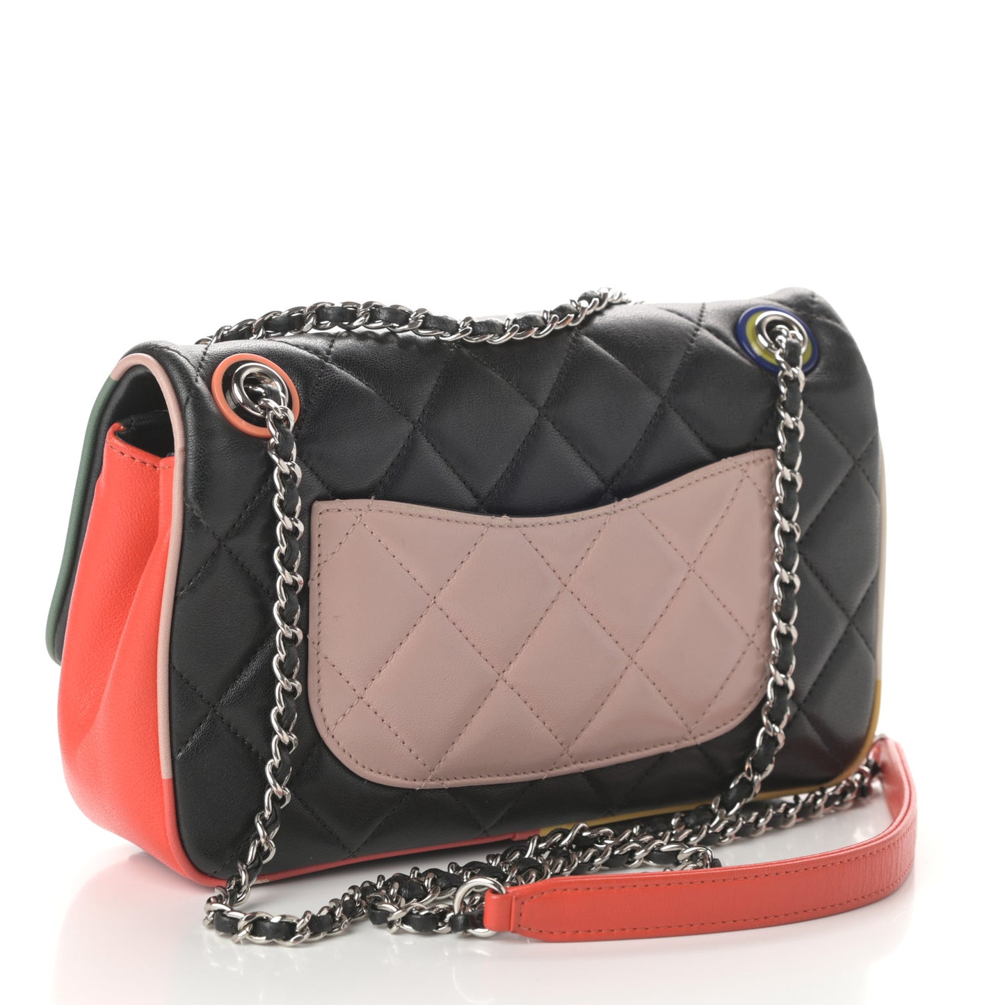 Lambskin Plexiglass Quilted Small Cuba Color Flap Black Multicolor