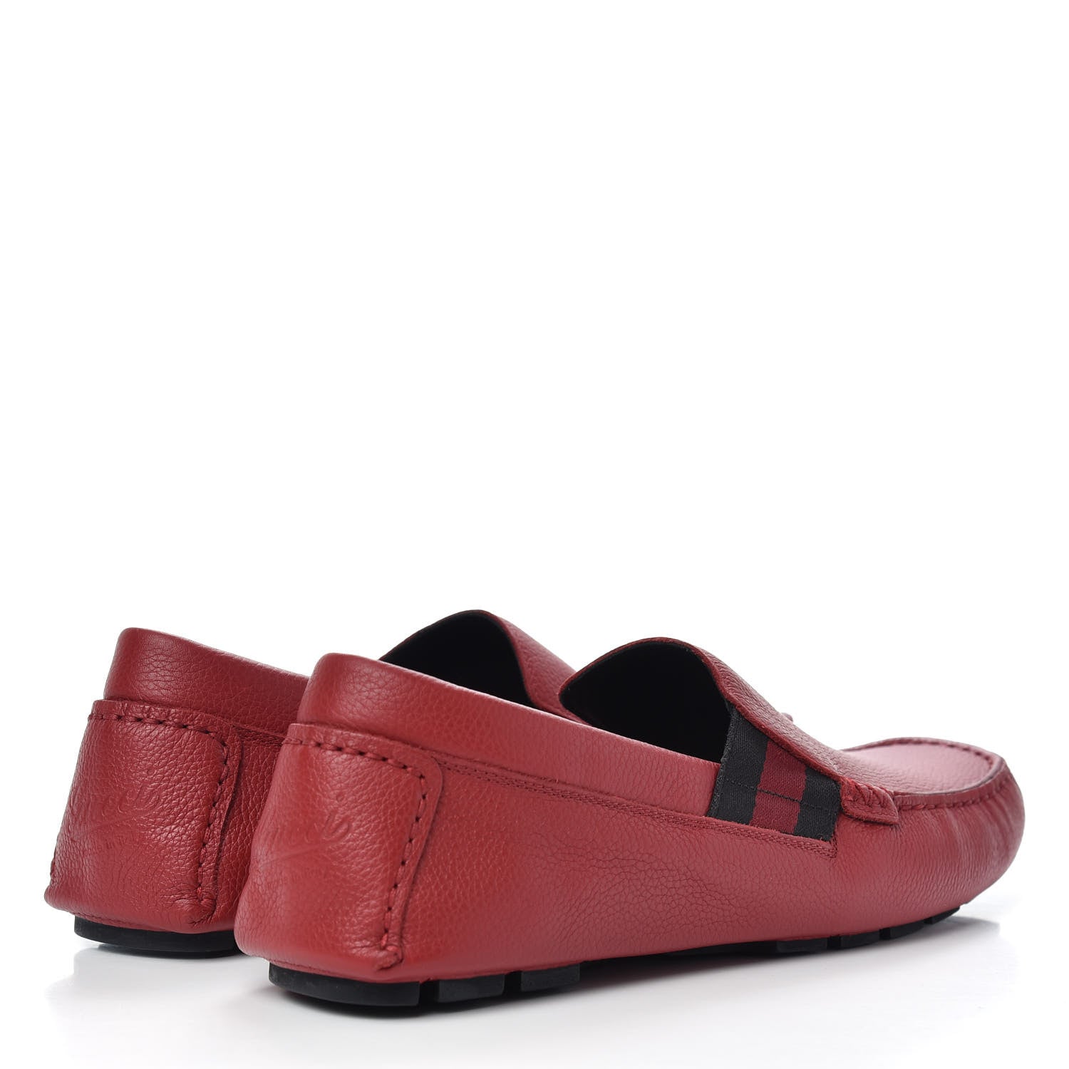 Gucci Calfskin Web Mens Driver Loafers 7 Red 4 of 11