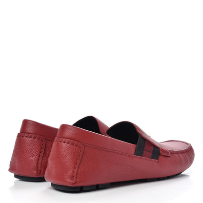 Gucci Calfskin Web Mens Driver Loafers 7 Red 4 of 11