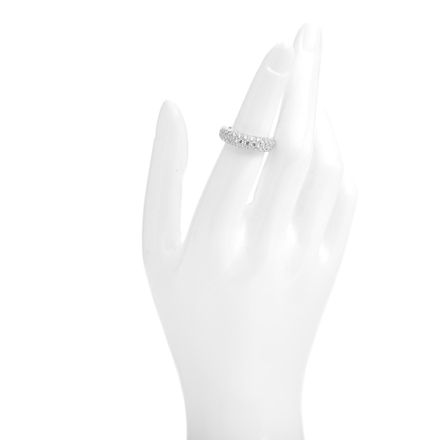 Cartier 18K White Gold Diamond Eternity Half Paved Band Ring 50 5.25 2 of 6