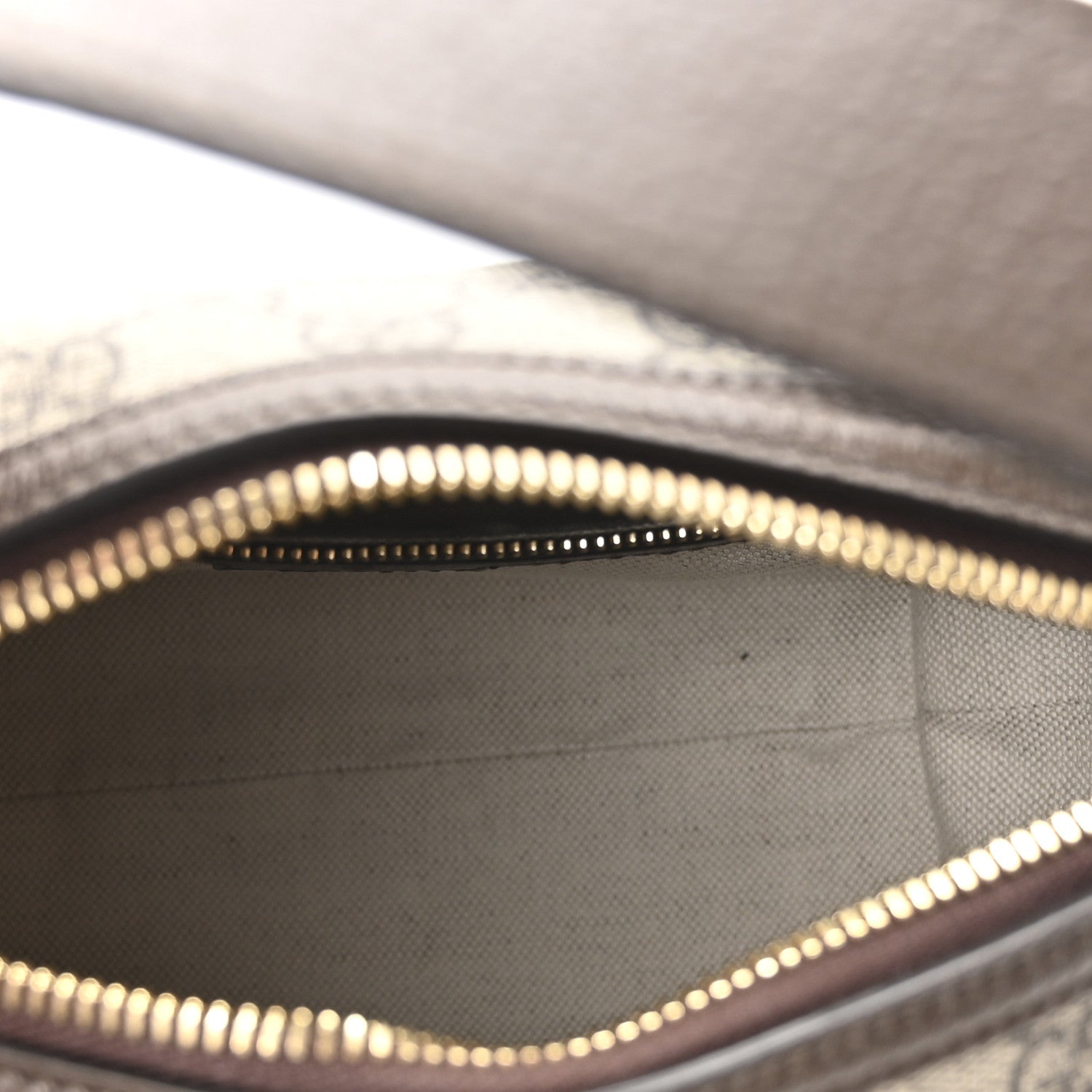 Gucci GG Supreme Monogram Textured Calfskin Web Super Mini Ophidia Shoulder Bag Beige Ebony New Acero 5 of 10