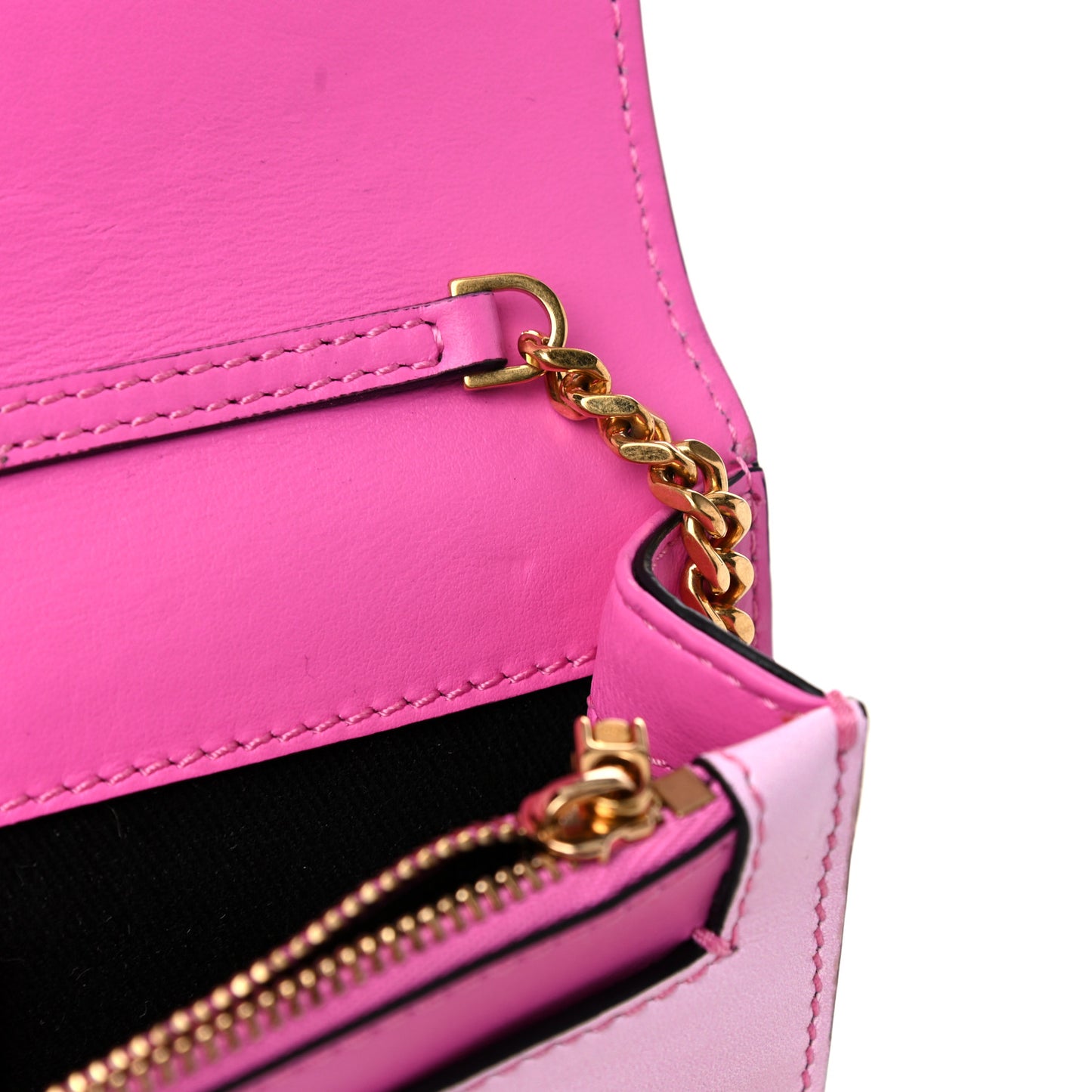Calfskin Technicolor Baroque Print Medusa Wallet on Chain Crossbody Multicolor