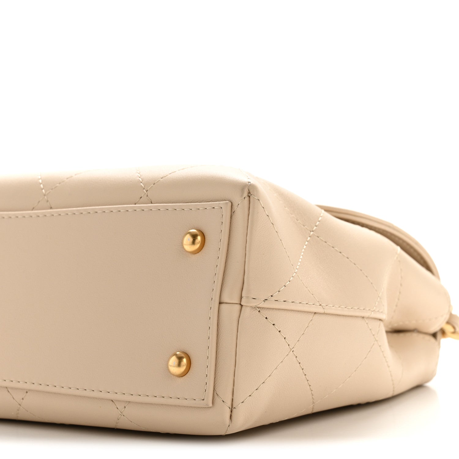 Chanel Calfskin Stitched Flap Top Handle Beige 10 of 11