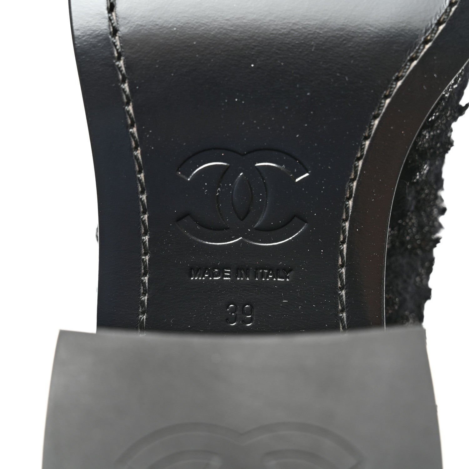 Chanel Iridescent Wool Silk Tweed Calfskin CC Cap Toe High Boots 39 Black 8 of 9