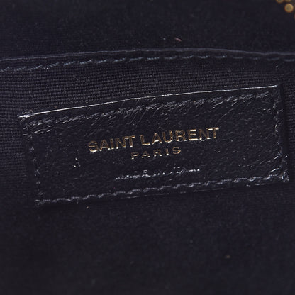 Saint Laurent Grain De Poudre Matelasse Chevron Quilted Round Vinyle Camera Bag Black 6 of 8
