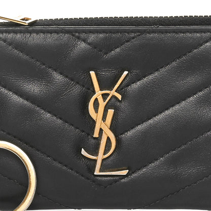 Saint Laurent Calfskin Matelasse Monogram Key Pouch Black 8 of 8