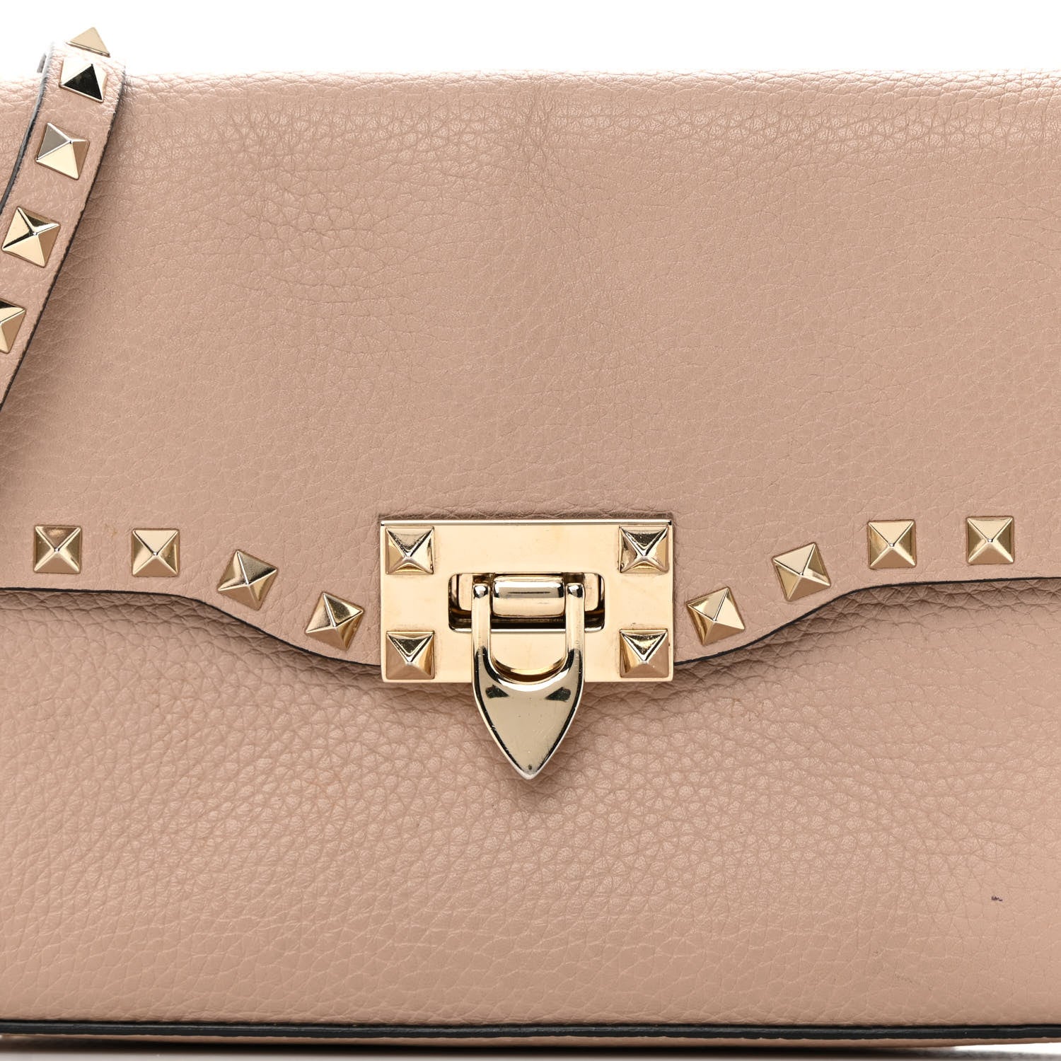 Valentino Garavani Pebbled Calfskin Medium Rockstud Flip Lock Crossbody Bag Poudre 7 of 21