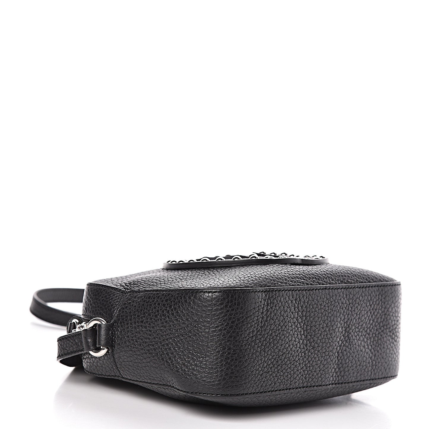Pebbled Calfskin Studded Small Soho Disco Bag Black