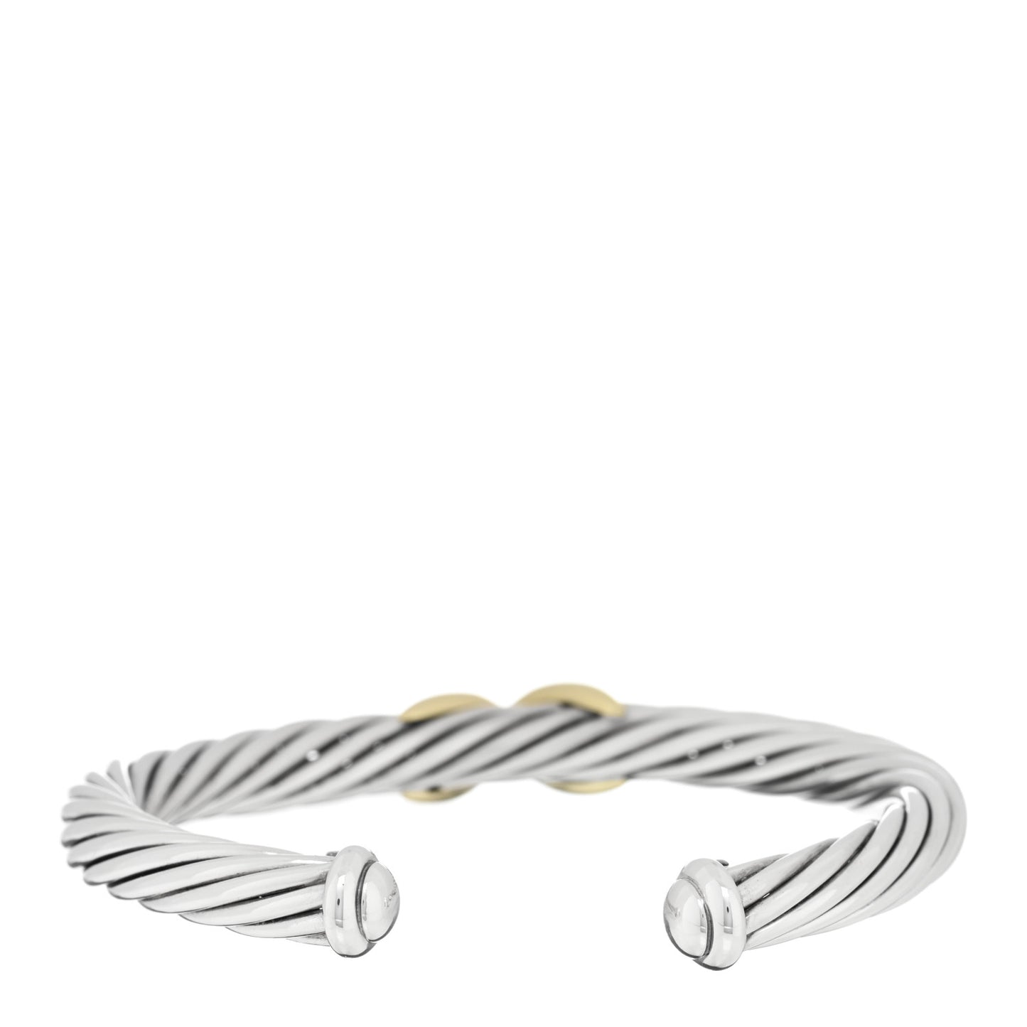 Sterling Silver 14K Yellow Gold 7mm X Station Cable Bracelet
