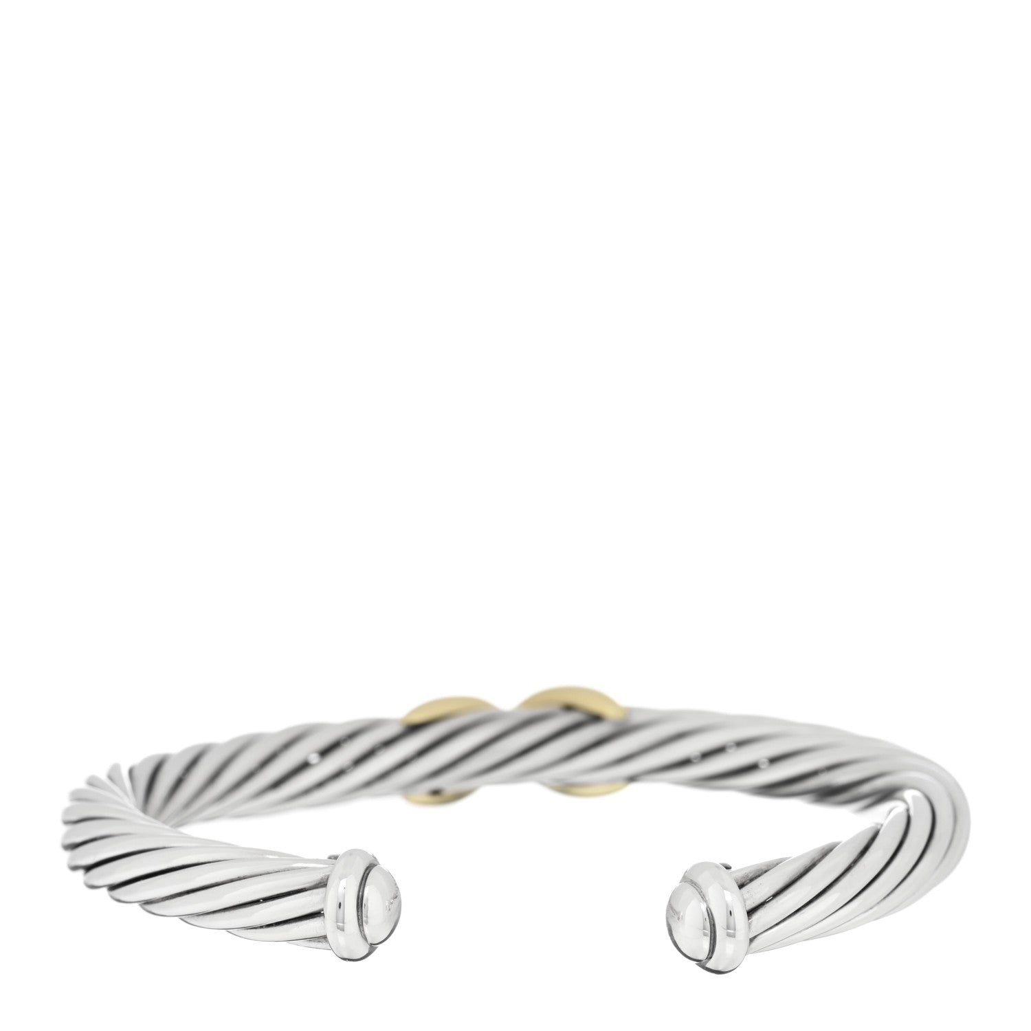 David Yurman Sterling Silver 14K Yellow Gold 7mm X Station Cable Bracelet 2 of 3