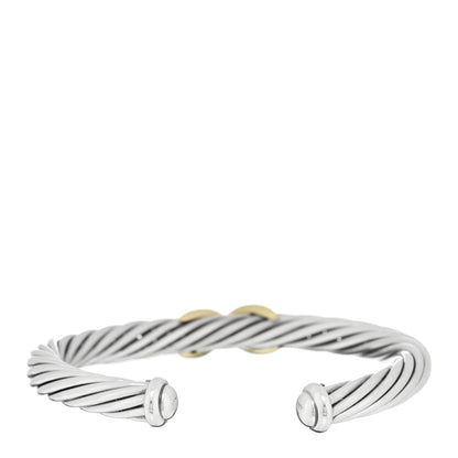 David Yurman Sterling Silver 14K Yellow Gold 7mm X Station Cable Bracelet 2 of 3