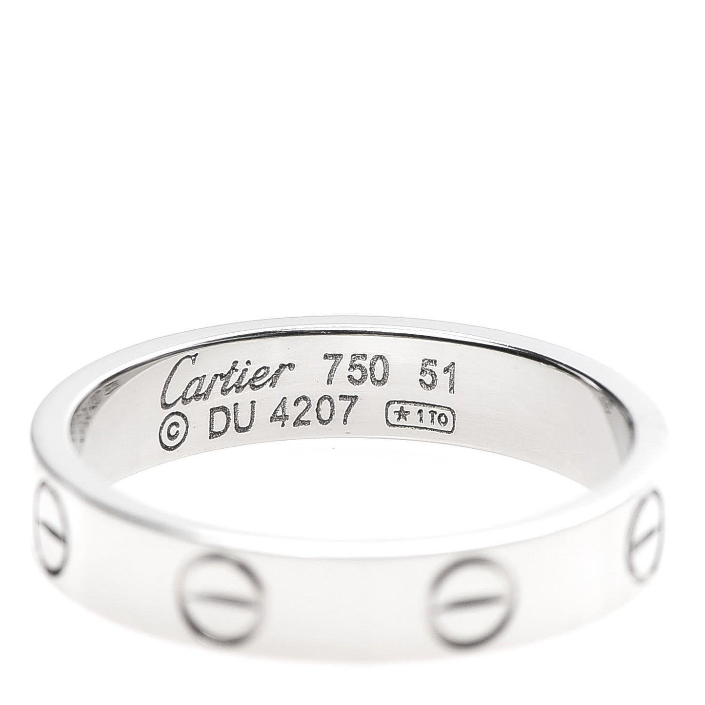 18K White Gold 3.5mm LOVE Wedding Band Ring 50 5.5